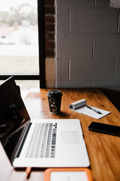 Desk by a bright window